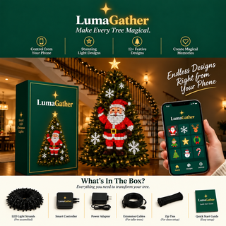 LumaGather Smart Animated Christmas Tree Lights — product overview